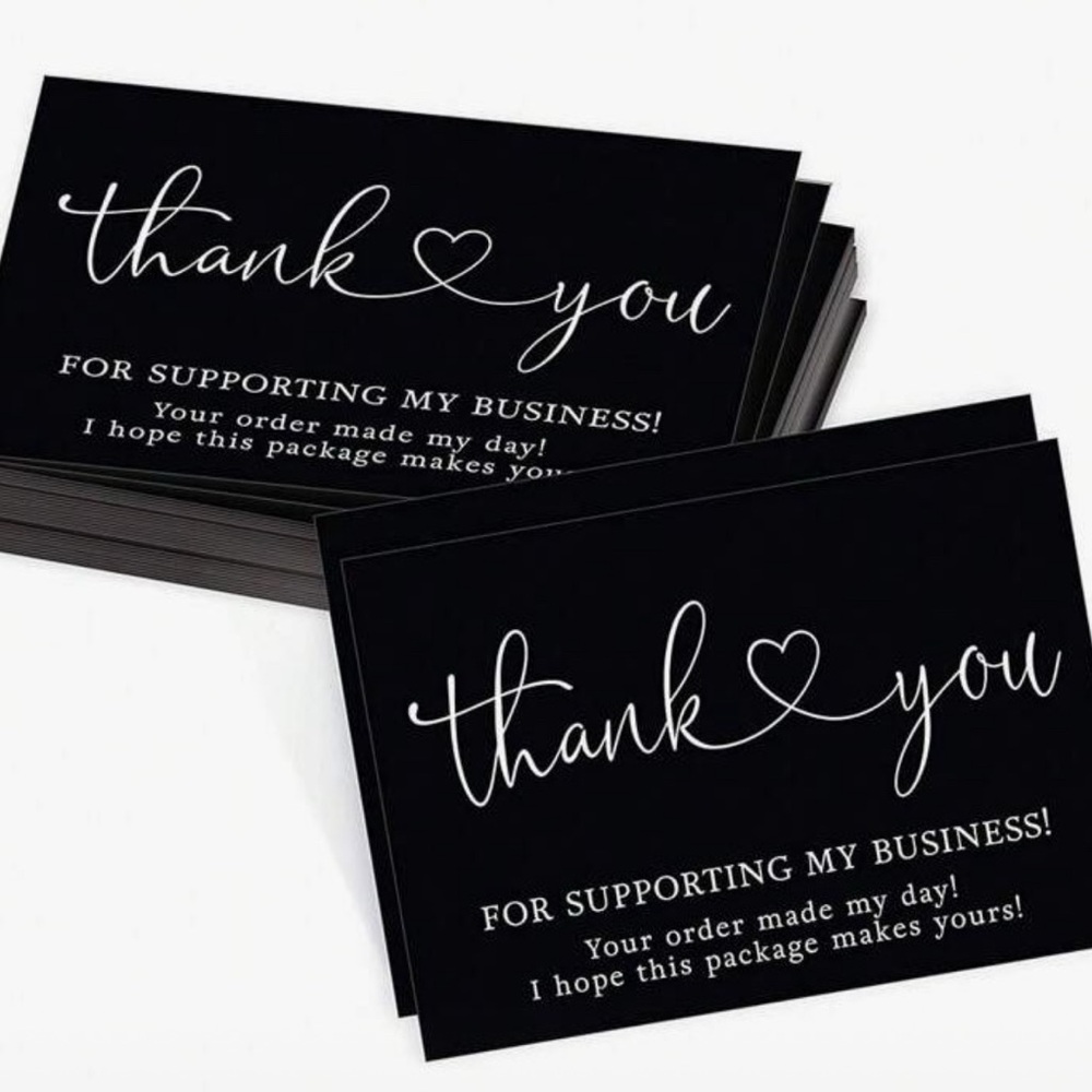 30 pcs Black Thank You Cards, NIP